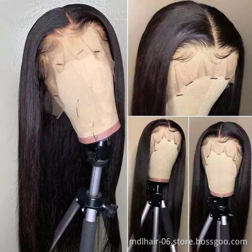 Wholesale Straight Human Hair 4*4 Lace Closure Wig Pre Plucked Brazilian Straight Lace Closure Human Hair Wigs
